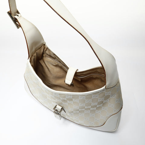 GUCCI GG Canvas One Belt Jackie Shoulder Bag white WS28964
