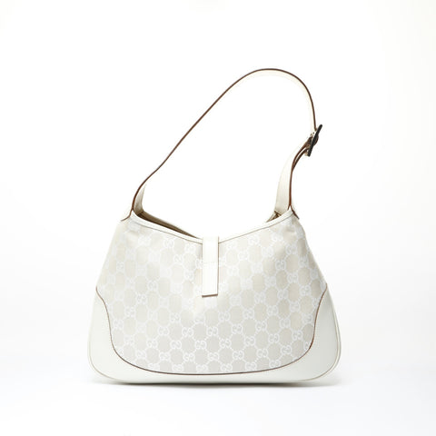 GUCCI GG Canvas One Belt Jackie Shoulder Bag white WS28964