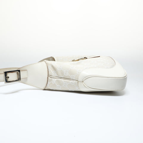 GUCCI GG Canvas One Belt Jackie Shoulder Bag white WS28964