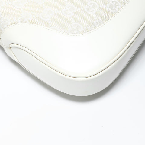 GUCCI GG Canvas One Belt Jackie Shoulder Bag white WS28964
