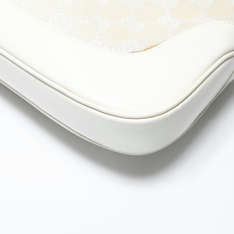 GUCCI GG Canvas One Belt Jackie Shoulder Bag white WS28964