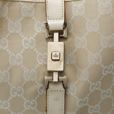 GUCCI GG Canvas One Belt Jackie Shoulder Bag white WS28964