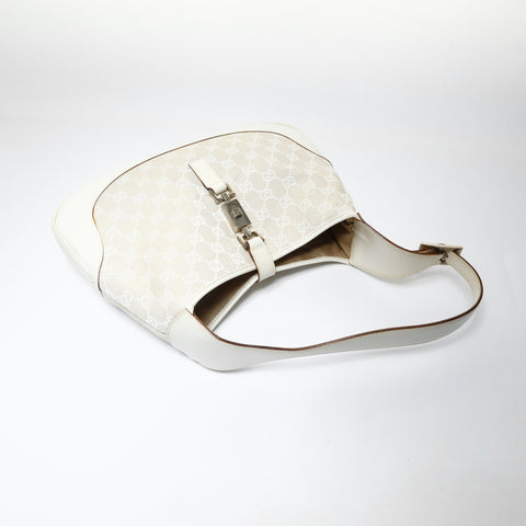 GUCCI GG Canvas One Belt Jackie Shoulder Bag white WS28964