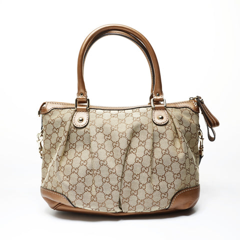 GUCCI GG Canvas Sukey 2-way Glitter Shoulder Bag Brown WS28966