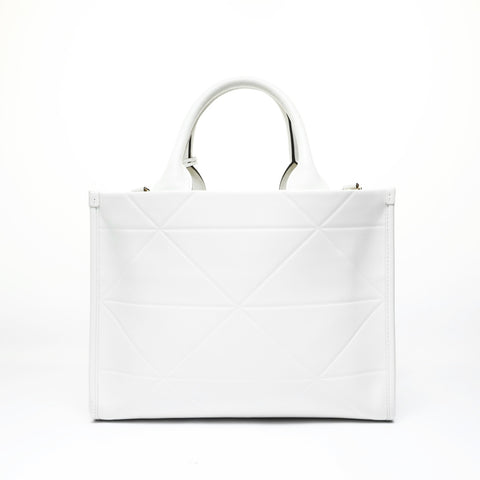 PRADA Symbol Topstitch Leather Shoulder Bag white WS28973