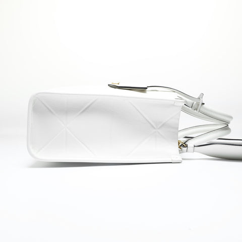 PRADA Symbol Topstitch Leather Shoulder Bag white WS28973
