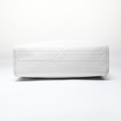 PRADA Symbol Topstitch Leather Shoulder Bag white WS28973