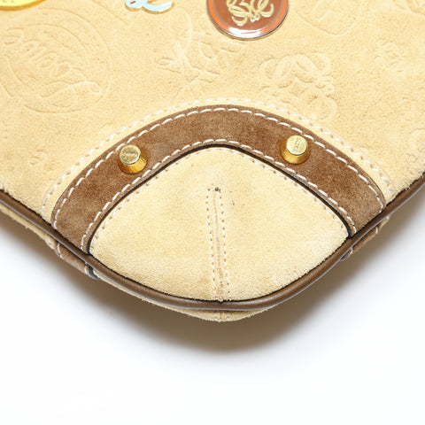 LOEWE 160th Anniversary Limited Edition Suede Anniversary Logo Shoulder Bag Brown WS28974