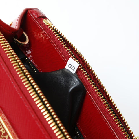 PRADA Saffiano Leather Patent 2-Way Bag Shoulder Bag Red WS28977