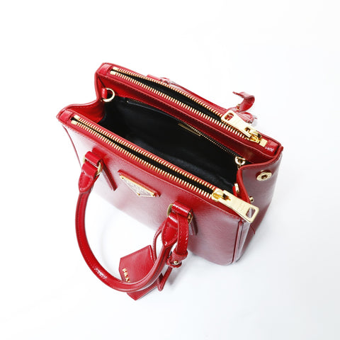 PRADA Saffiano Leather Patent 2-Way Bag Shoulder Bag Red WS28977