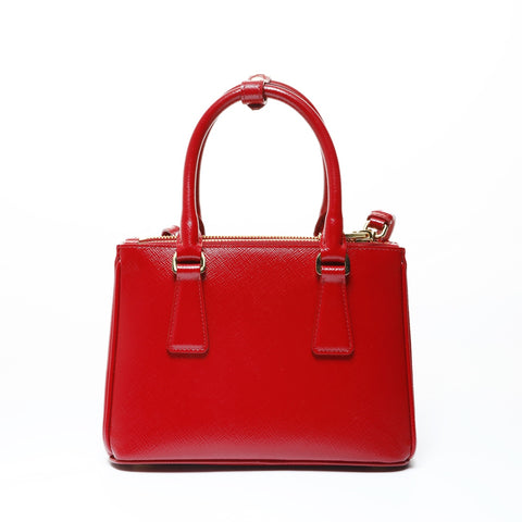 PRADA Saffiano Leather Patent 2-Way Bag Shoulder Bag Red WS28977