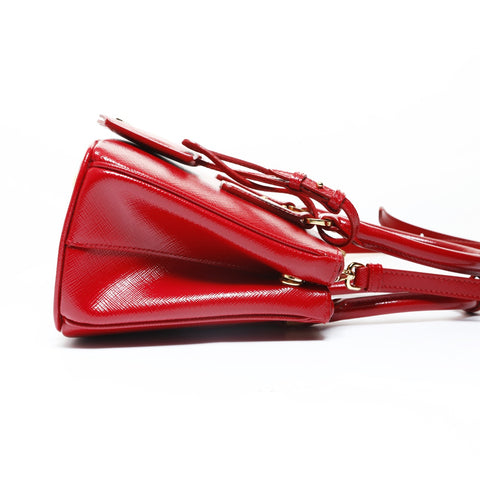 PRADA Saffiano Leather Patent 2-Way Bag Shoulder Bag Red WS28977