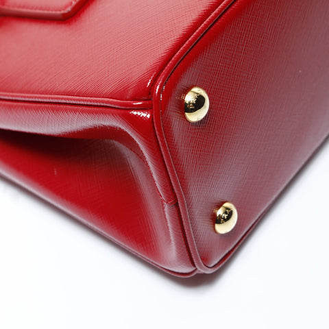 PRADA Saffiano Leather Patent 2-Way Bag Shoulder Bag Red WS28977