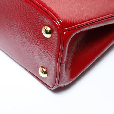 PRADA Saffiano Leather Patent 2-Way Bag Shoulder Bag Red WS28977