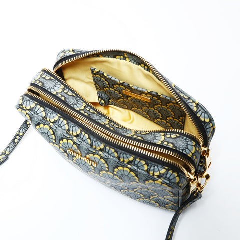 Miu Miu Flower print Shoulder Bag gray WS28978
