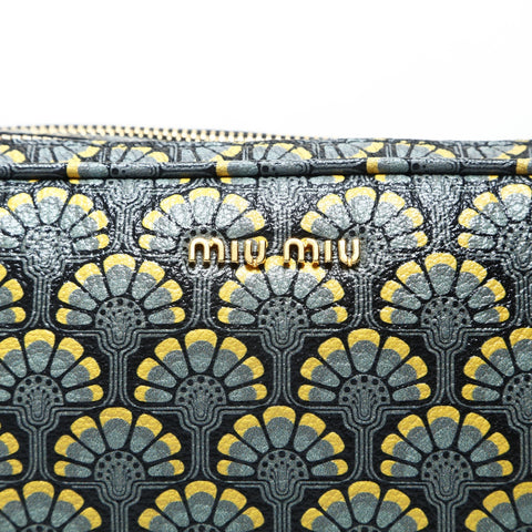 Miu Miu Flower print Shoulder Bag gray WS28978