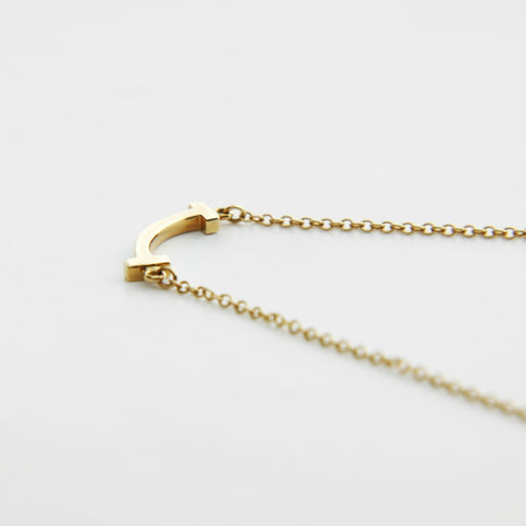 TIFFANY&Co. Au750 T Smile Mini Necklace gold WS28980