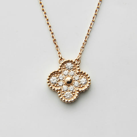 Van Cleef & Arpels Au750 Alhambra Diamond Pink Gold Necklace gold WS28982