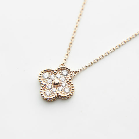Van Cleef & Arpels Au750 Alhambra Diamond Pink Gold Necklace gold WS28982