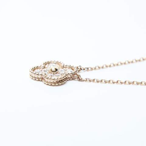 Van Cleef & Arpels Au750 Alhambra Diamond Pink Gold Necklace gold WS28982
