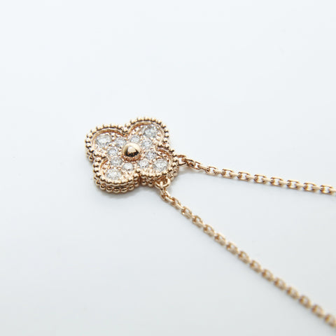 Van Cleef & Arpels Au750 Alhambra Diamond Pink Gold Necklace gold WS28982
