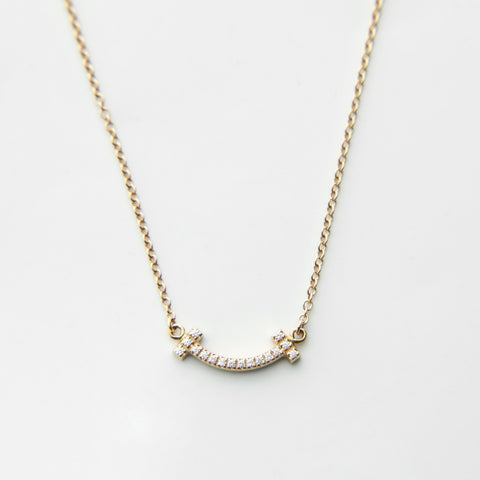 TIFFANY&Co. Au750 T Smile Mini Diamond Necklace gold WS28983