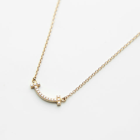 TIFFANY&Co. Au750 T Smile Mini Diamond Necklace gold WS28983