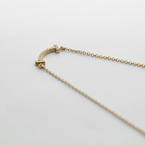 TIFFANY&Co. Au750 T Smile Mini Diamond Necklace gold WS28983