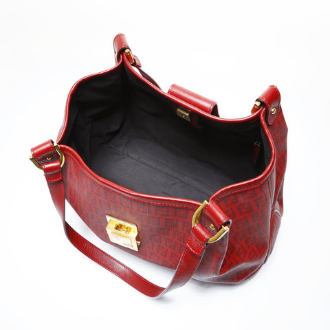 FENDI Zucchino Tote Bag (PVC) Shoulder Bag Red WS28989