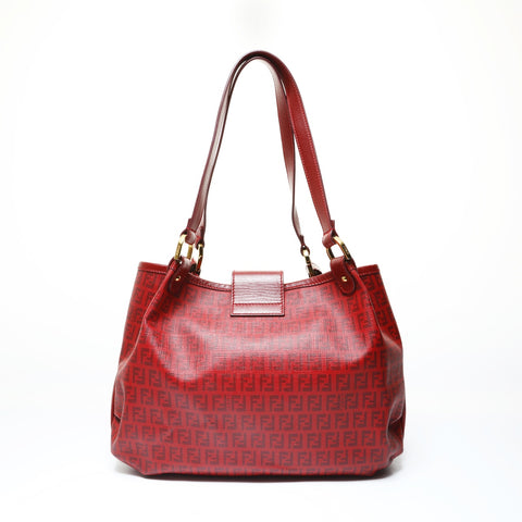 FENDI Zucchino Tote Bag (PVC) Shoulder Bag Red WS28989