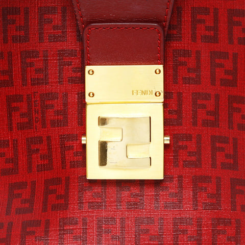 FENDI Zucchino Tote Bag (PVC) Shoulder Bag Red WS28989