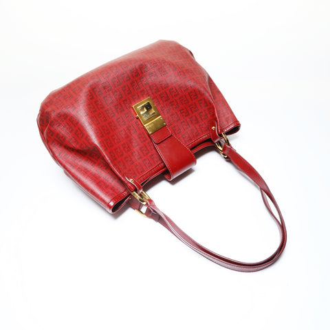 FENDI Zucchino Tote Bag (PVC) Shoulder Bag Red WS28989