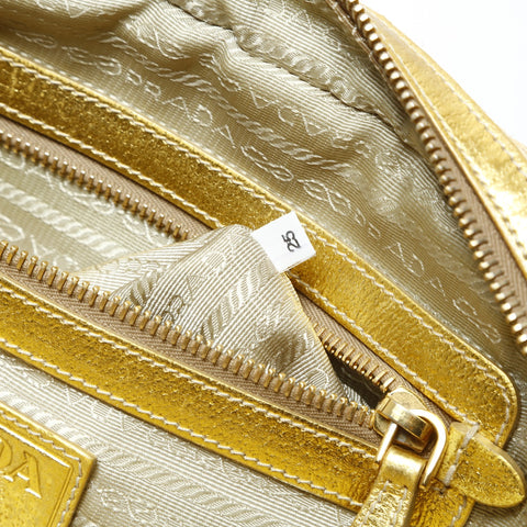 PRADA Raffia basket bag with leather chain shoulder Shoulder Bag gold WS28994