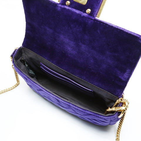 FENDI ZUCCA Velour Mamma Baguette Shoulder Bag purple WS28995