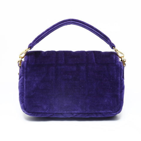 FENDI ZUCCA Velour Mamma Baguette Shoulder Bag purple WS28995