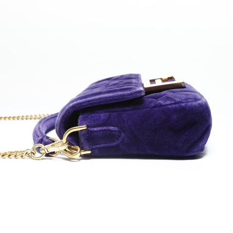 FENDI ZUCCA Velour Mamma Baguette Shoulder Bag purple WS28995