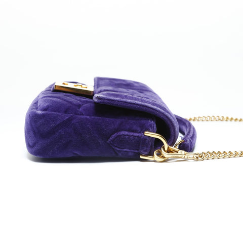 FENDI ZUCCA Velour Mamma Baguette Shoulder Bag purple WS28995