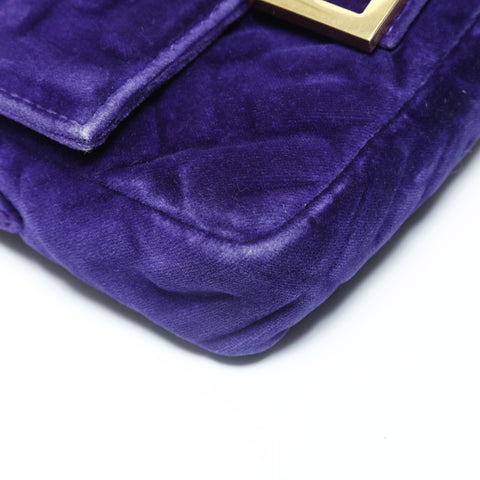 FENDI ZUCCA Velour Mamma Baguette Shoulder Bag purple WS28995