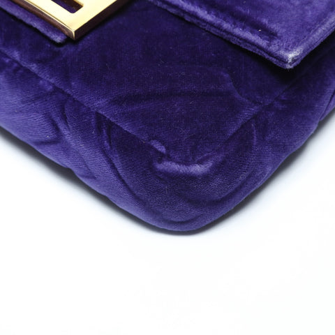 FENDI ZUCCA Velour Mamma Baguette Shoulder Bag purple WS28995