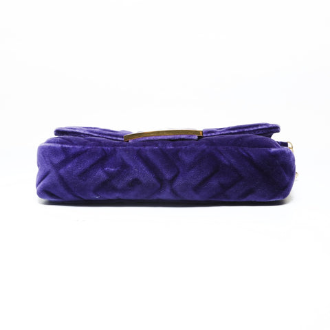 FENDI ZUCCA Velour Mamma Baguette Shoulder Bag purple WS28995