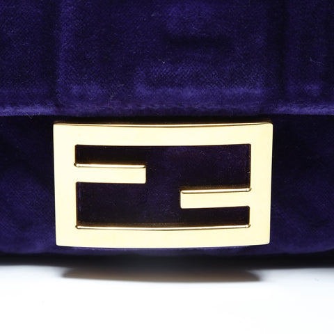 FENDI ZUCCA Velour Mamma Baguette Shoulder Bag purple WS28995