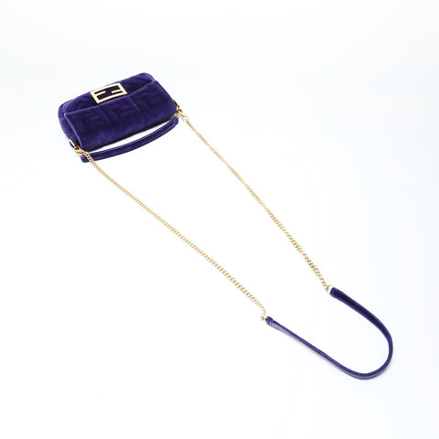 FENDI ZUCCA Velour Mamma Baguette Shoulder Bag purple WS28995