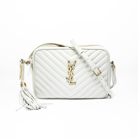 YVES SAINT LAURENT YSL Lou Tassel Camera Bag, Off-White Shoulder Bag white WS28996