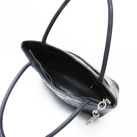 CHANEL Series 6, 1996-1997, Caviar Skin, Silver Metal Tote Bag black WS29000