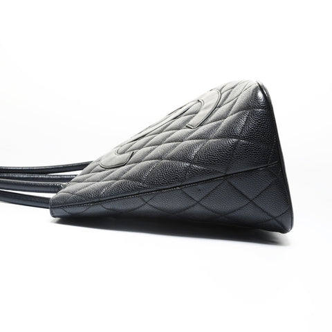 CHANEL Series 6, 1996-1997, Caviar Skin, Silver Metal Tote Bag black WS29000