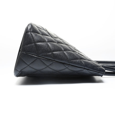 CHANEL Series 6, 1996-1997, Caviar Skin, Silver Metal Tote Bag black WS29000