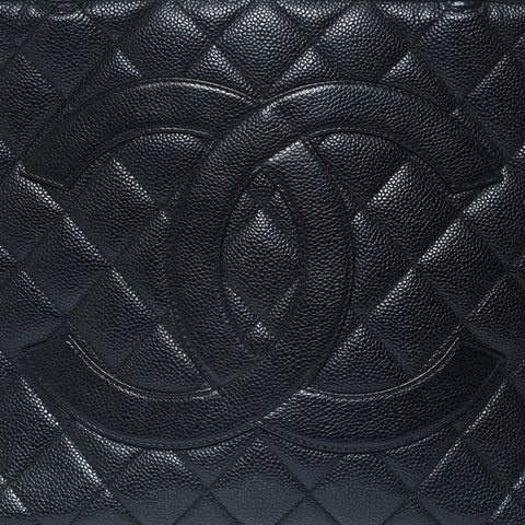 CHANEL Series 6, 1996-1997, Caviar Skin, Silver Metal Tote Bag black WS29000