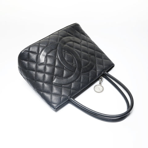 CHANEL Series 6, 1996-1997, Caviar Skin, Silver Metal Tote Bag black WS29000