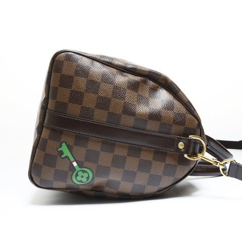 LOUIS VUITTON Damier Speedy 30 LV Stories Handbag Brown WS29012
