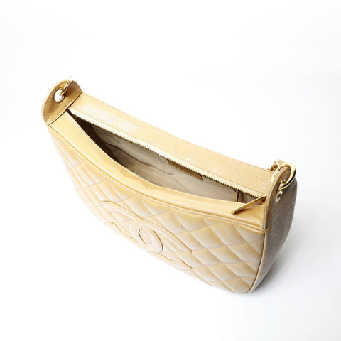 CHANEL Matrasse caviar skin Shoulder Bag beige WS29015